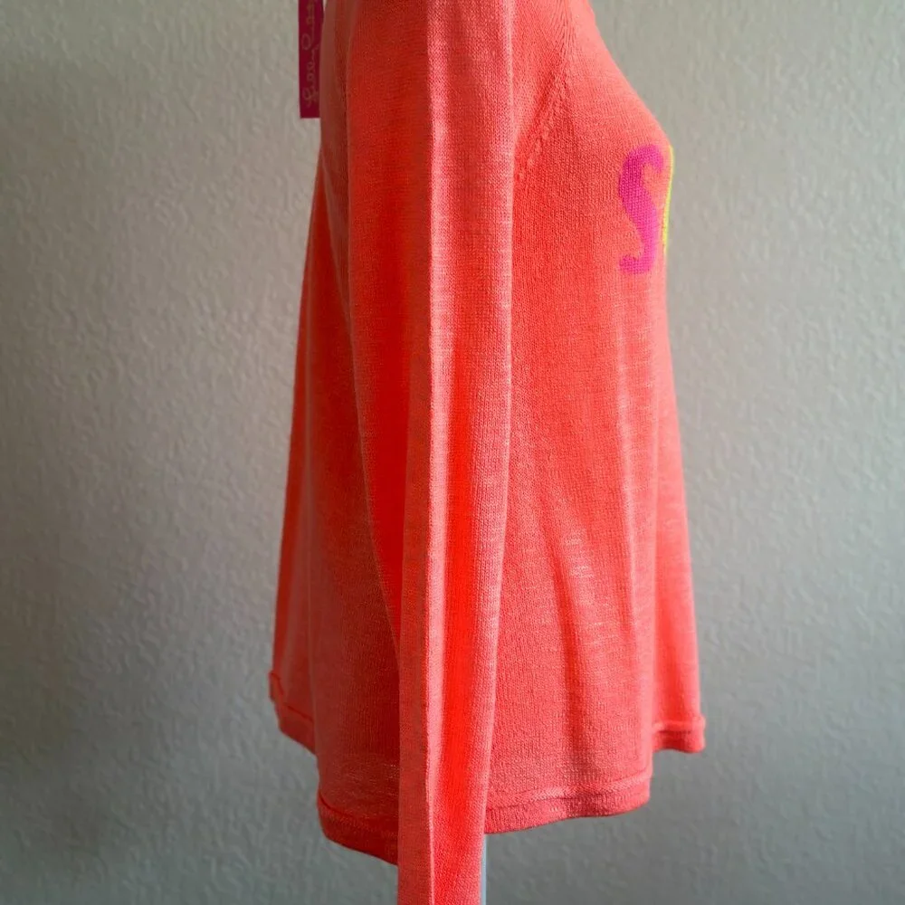 NWT Lilly Pulitzer “SUNNY” Danette Sweater – Papaya Punch Sunny Intarsia Size: L - Picture 4 of 10
